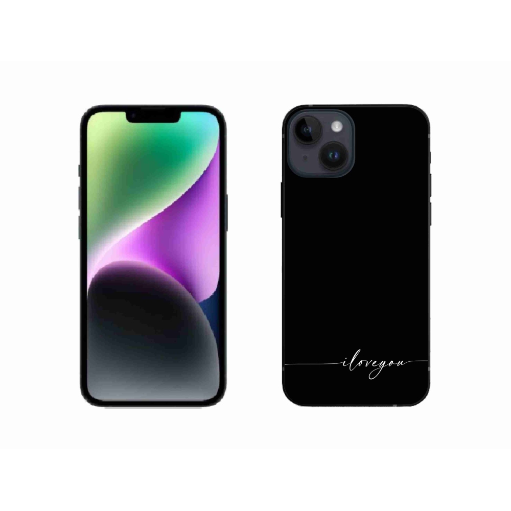 Gelový kryt mmCase na iPhone 14 - I love you černé pozadí