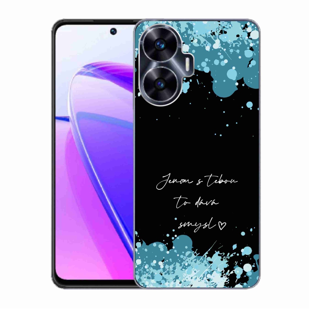 Gelový kryt mmCase na Realme C55 - zamilovaný text černé pozadí