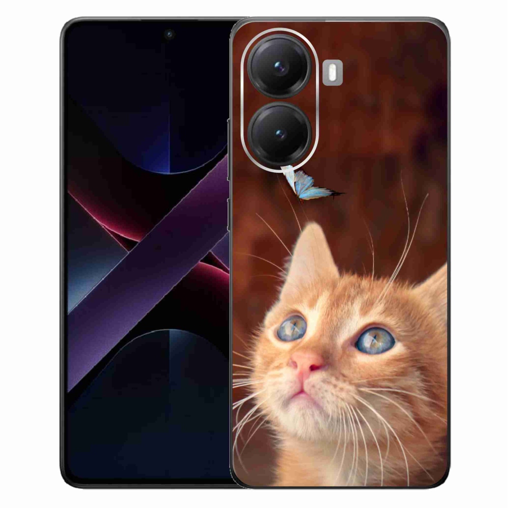 Gelový kryt mmCase na Xiaomi Poco X7 Pro 5G - motýl a kotě