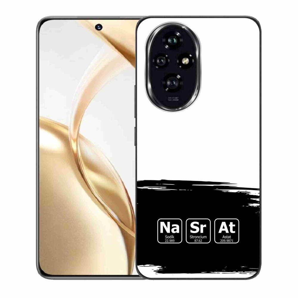 Gelový kryt mmCase na Honor 200 5G - chemické prvky černobílé pozadí