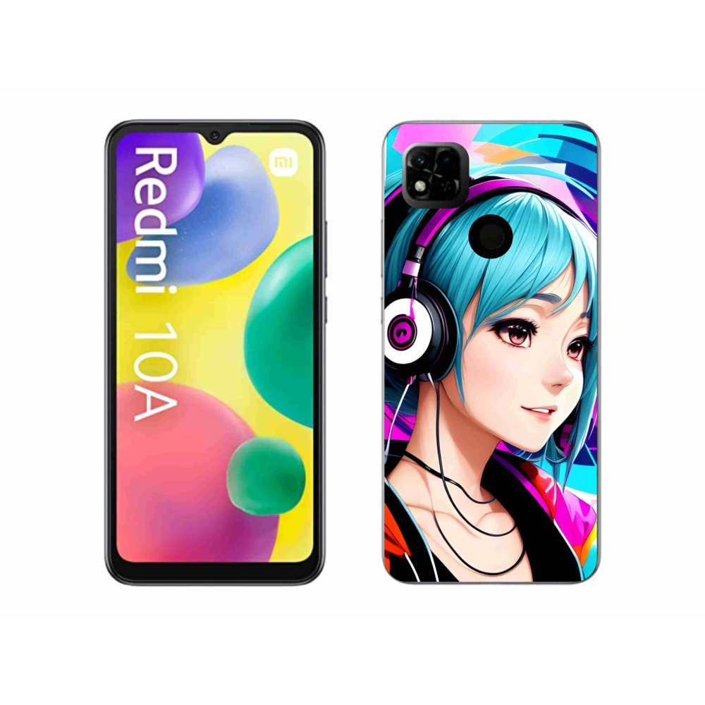 Gelový kryt mmCase na Xiaomi Redmi 10A - dívka se sluchátky