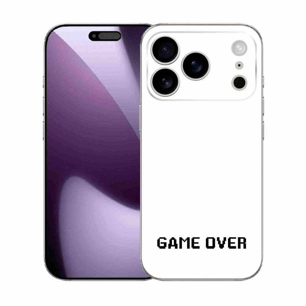 Gelový kryt mmCase na iPhone 17 Pro - game over bílé pozadí