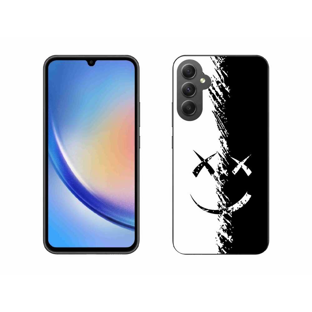 Gelový kryt mmCase na Samsung Galaxy A34 5G - černobílý smajlík