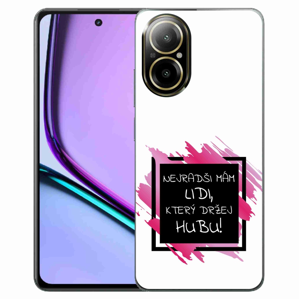 Gelový kryt mmCase na Realme C67 - vtipný text 7 černobílé pozadí