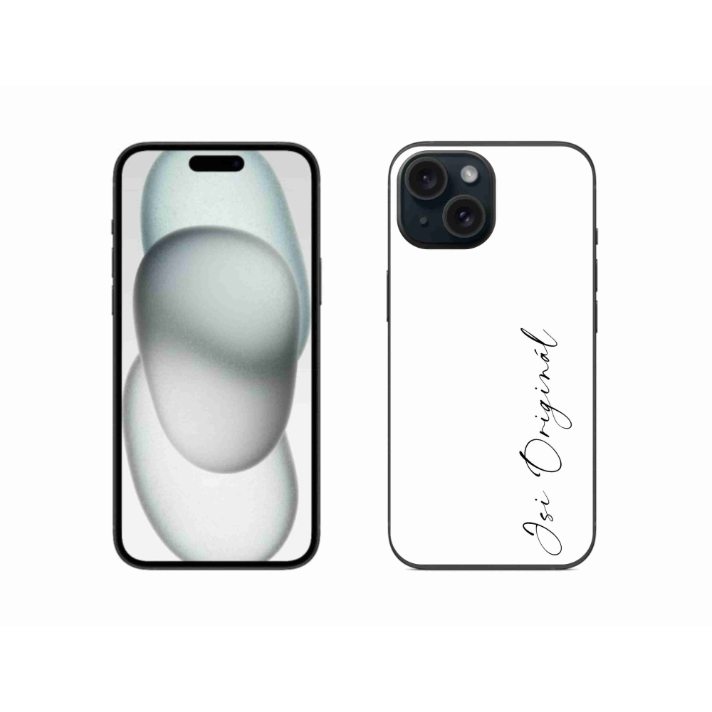 Gelový kryt mmCase na iPhone 15 - jsi originál bílé pozadí