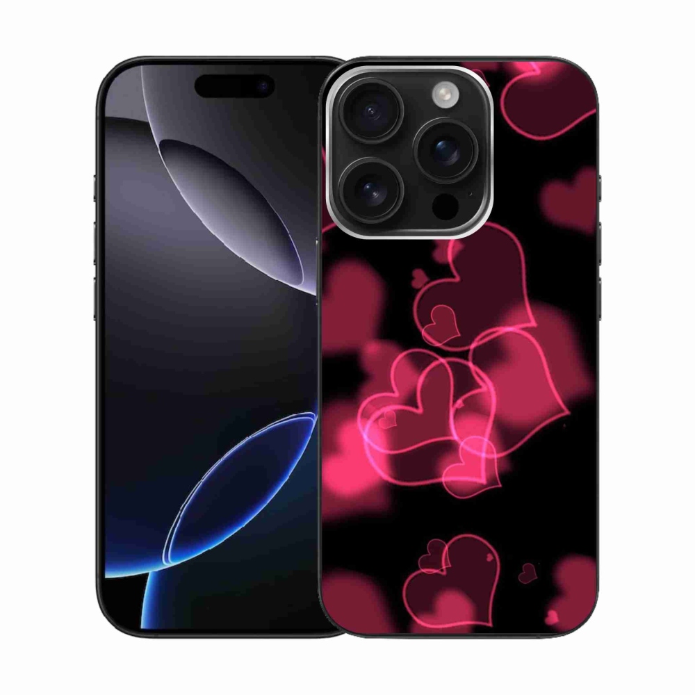 Gelový kryt mmCase na iPhone 16 Pro - červená srdíčka