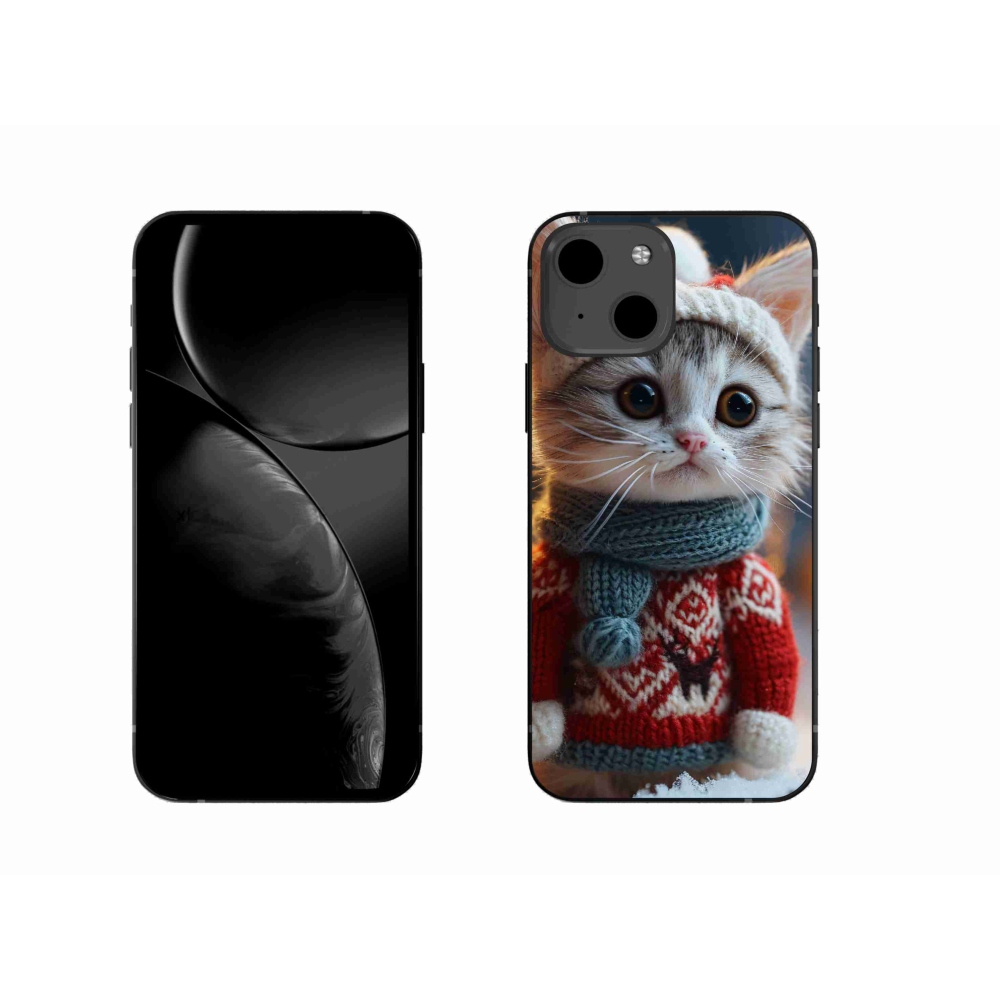 Gelový kryt mmCase na iPhone 13 - kotě ve svetru