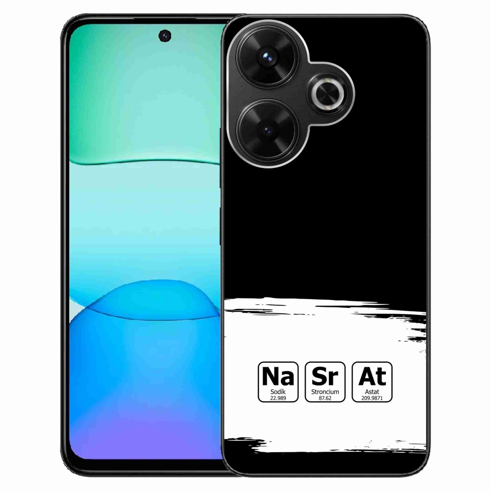 Gelový kryt mmCase na Xiaomi Redmi 13 4G/Poco M6 4G  - chemické prvky bíločerné pozadí