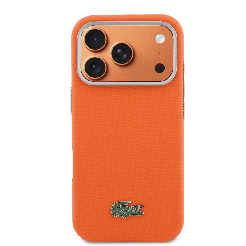 Lacoste PVC Petit Pique Semi Wrap MagSafe Kryt pro iPhone 17 Pro Max orange