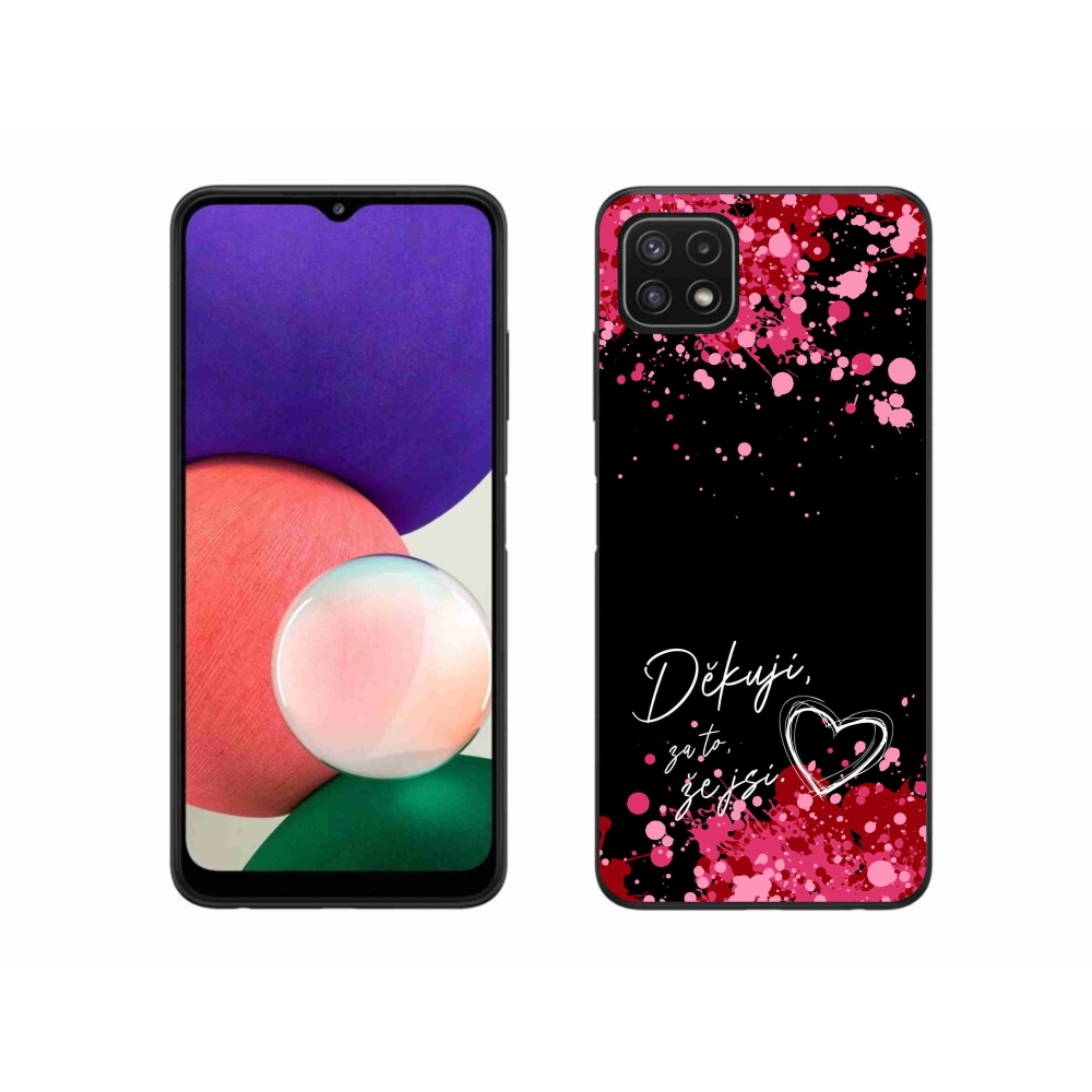 Gelový kryt mmCase na Samsung Galaxy A22 5G - zamilovaný text 2 černé pozadí