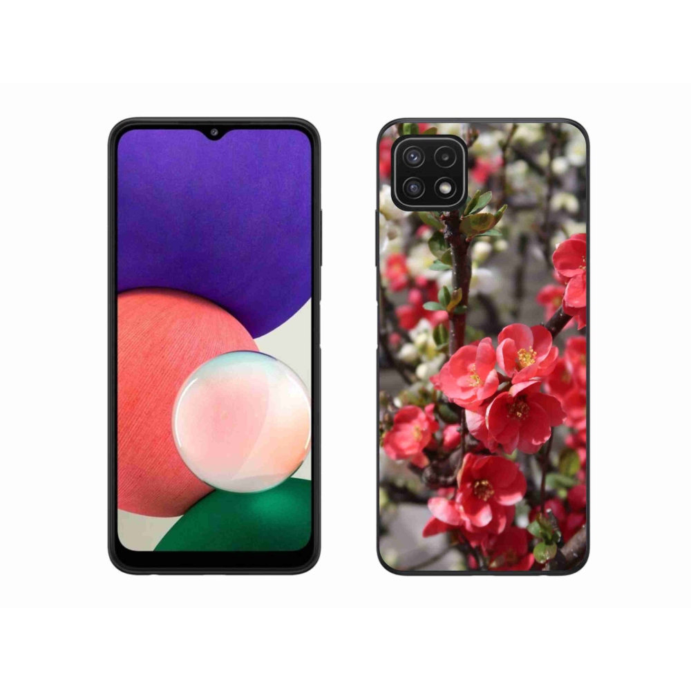 Gelový kryt mmCase na Samsung Galaxy A22 5G - červené květy