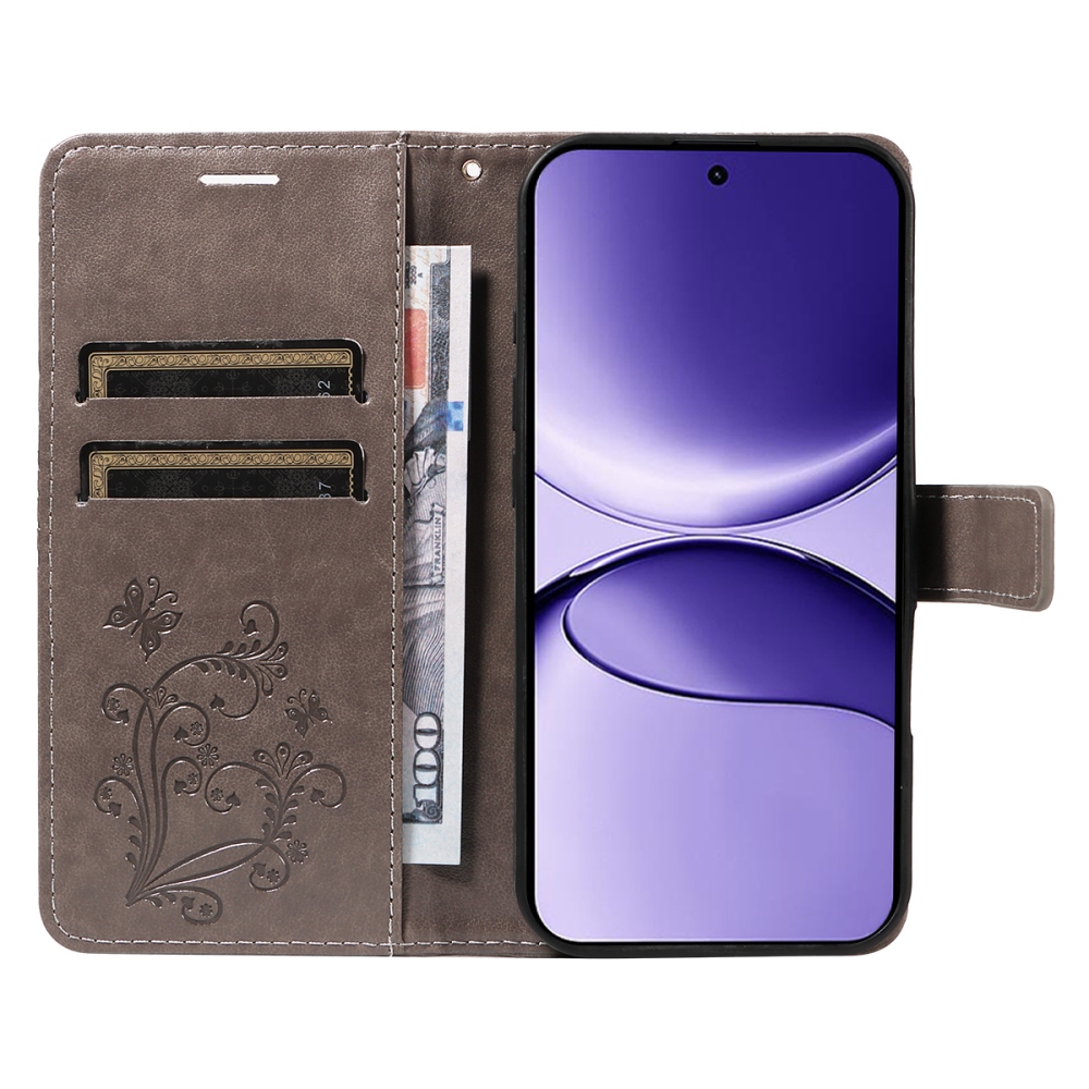 Big Butterfly knížkové pouzdro na Xiaomi Poco F7 5G - šedé