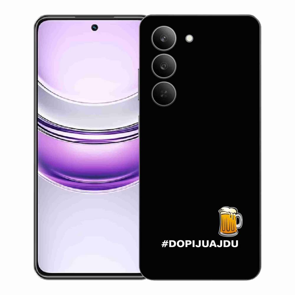 Gelový kryt mmCase na Realme 14x 5G - pivní motiv 1 černé pozadí