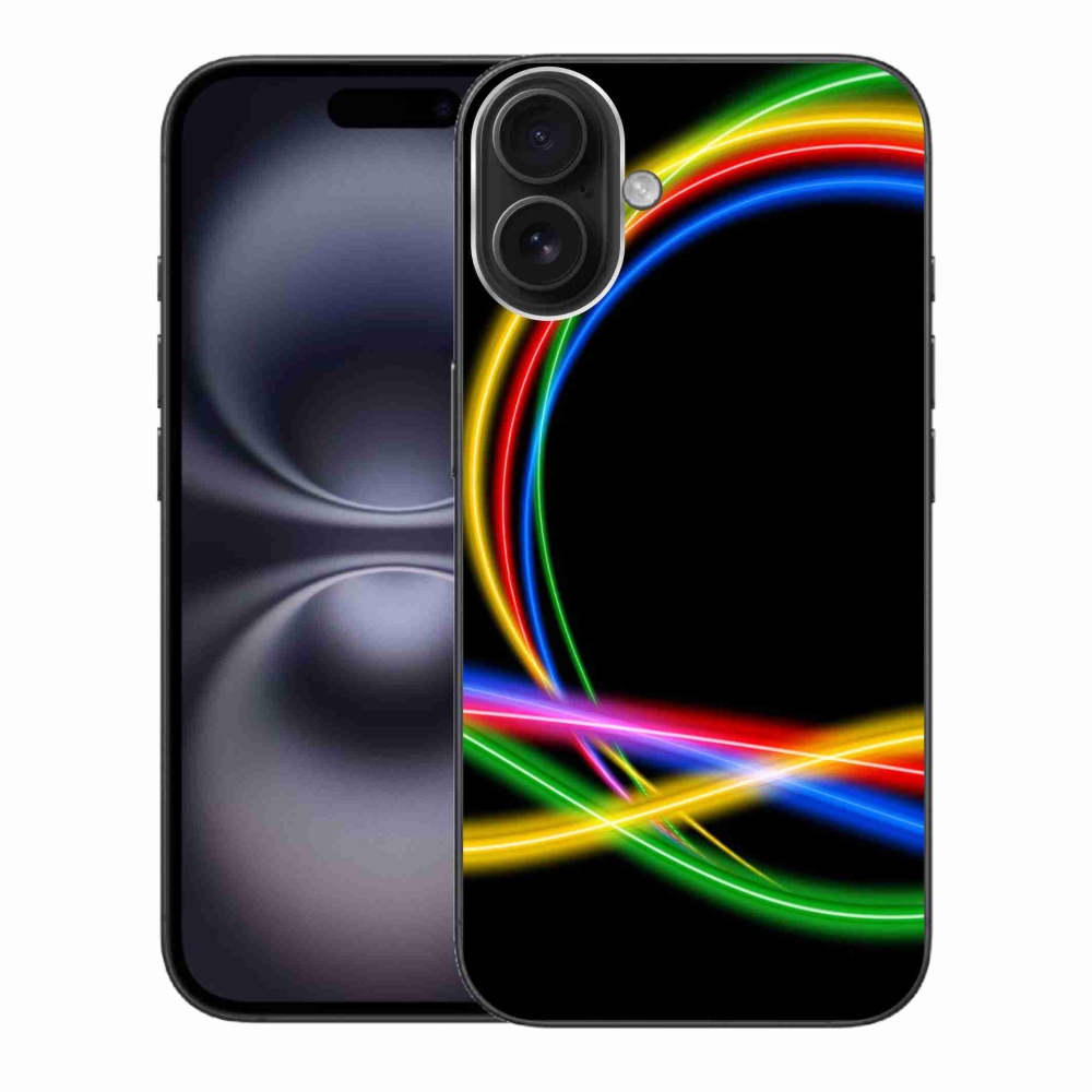 Gelový obal mmCase na iPhone 16 Plus - neonové kruhy