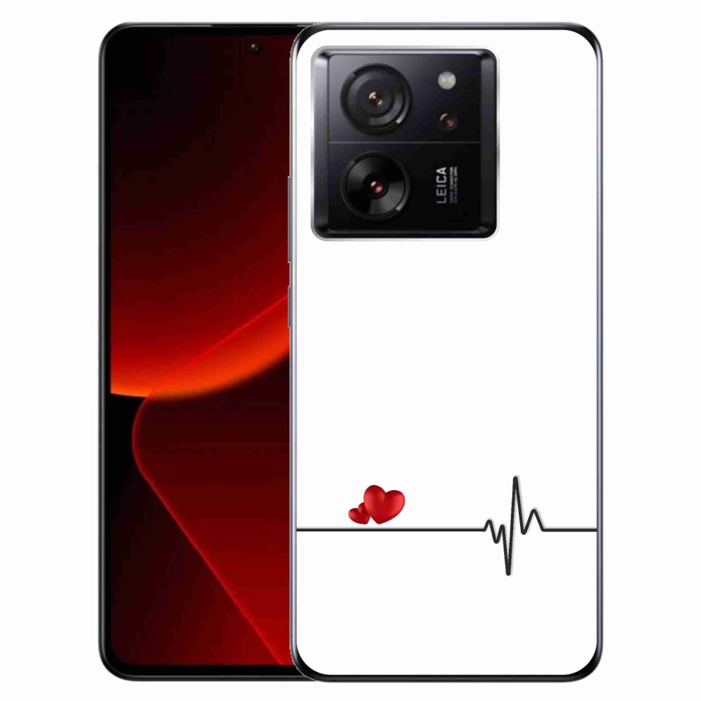 Gelový kryt mmCase na Xiaomi 13T/13T Pro - srdce a tep bílé pozadí