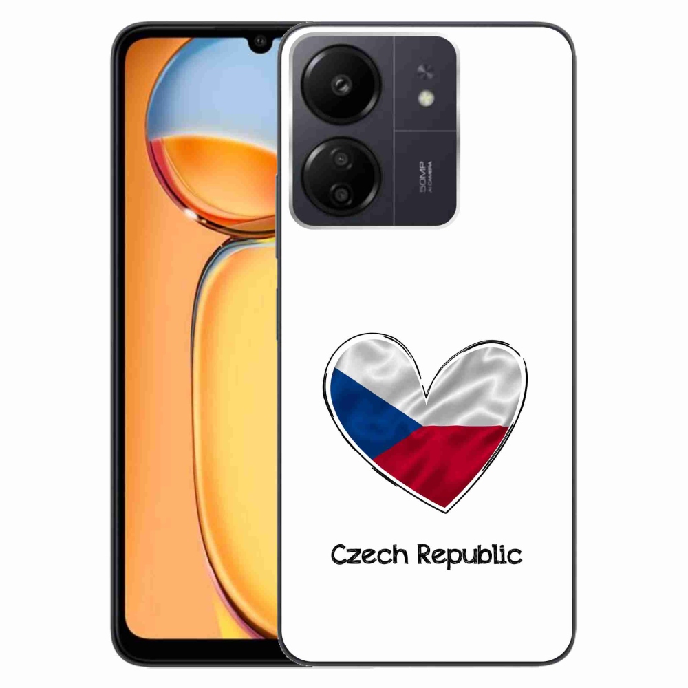 Gelový kryt mmCase na Xiaomi Poco C65/Redmi 13C - vlajka srdce bílé pozadí