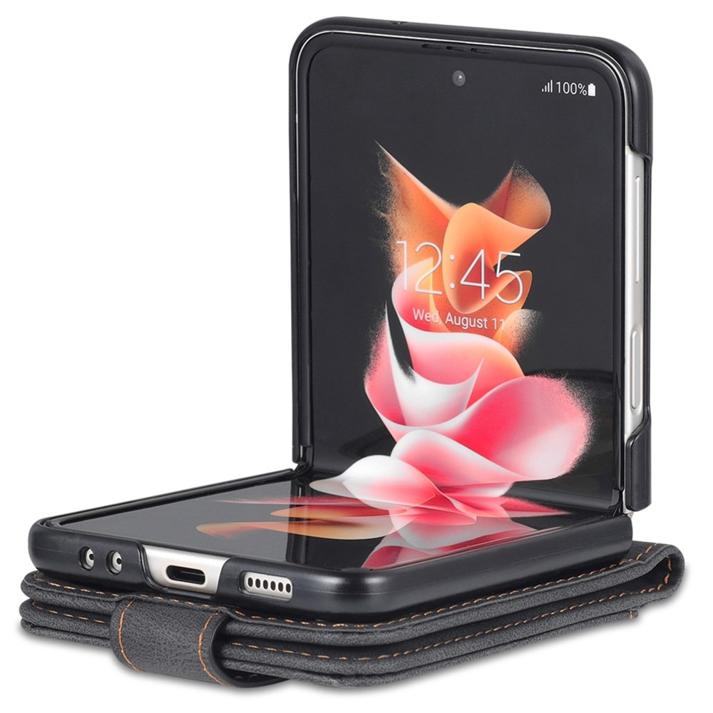 AZNS plastový kryt s PU kůží na Samsung Galaxy Z Flip5 5G - černý