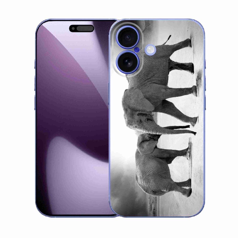 Gelový kryt mmCase na iPhone 17 - černobílí sloni