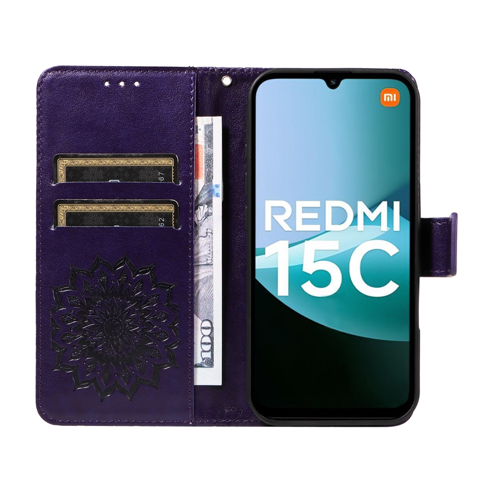 Sunflower knížkové pouzdro na Xiaomi Redmi 15C 4G/5G (173mm) - tmavěfialové