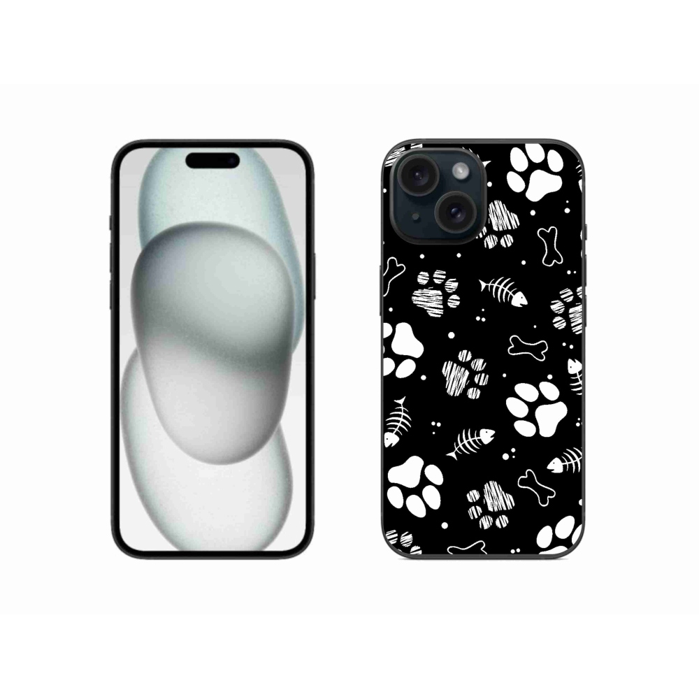 Gelový kryt mmCase na iPhone 15 - psí tlapky