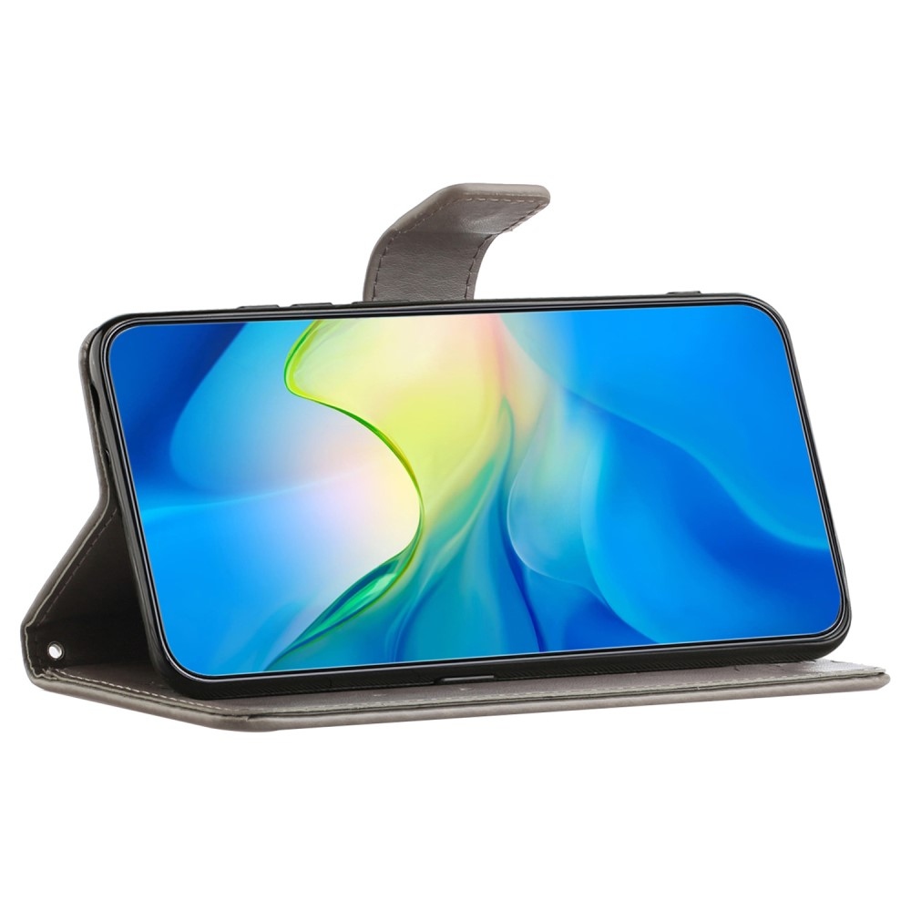 Flower knížkové pouzdro na Samsung Galaxy A25 5G - šedé