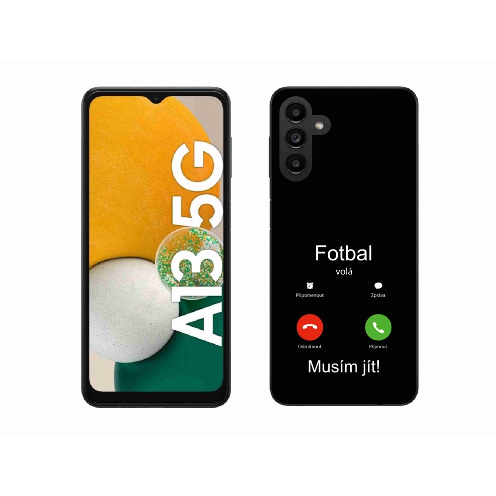 Gelový kryt mmCase na Samsung Galaxy A13 5G - fotbal volá černé pozadí