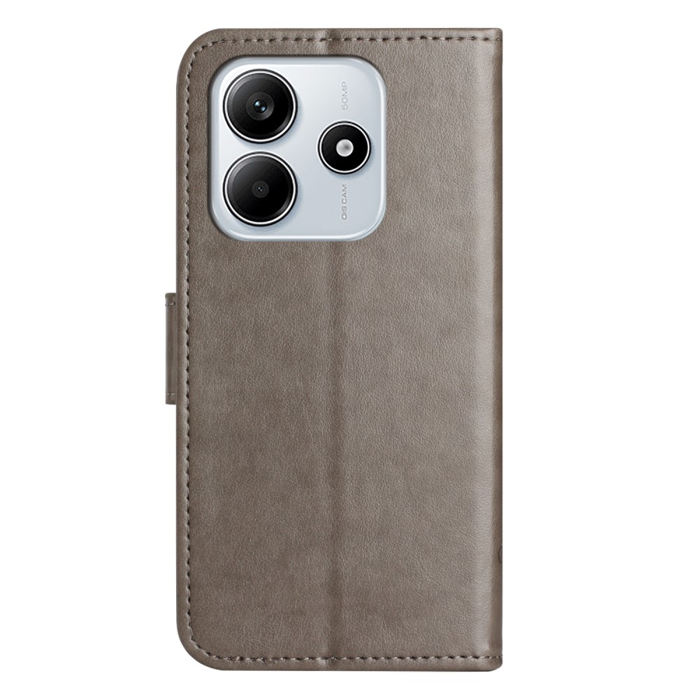 Flower knížkové pouzdro na Xiaomi Redmi Note 14 5G - šedé