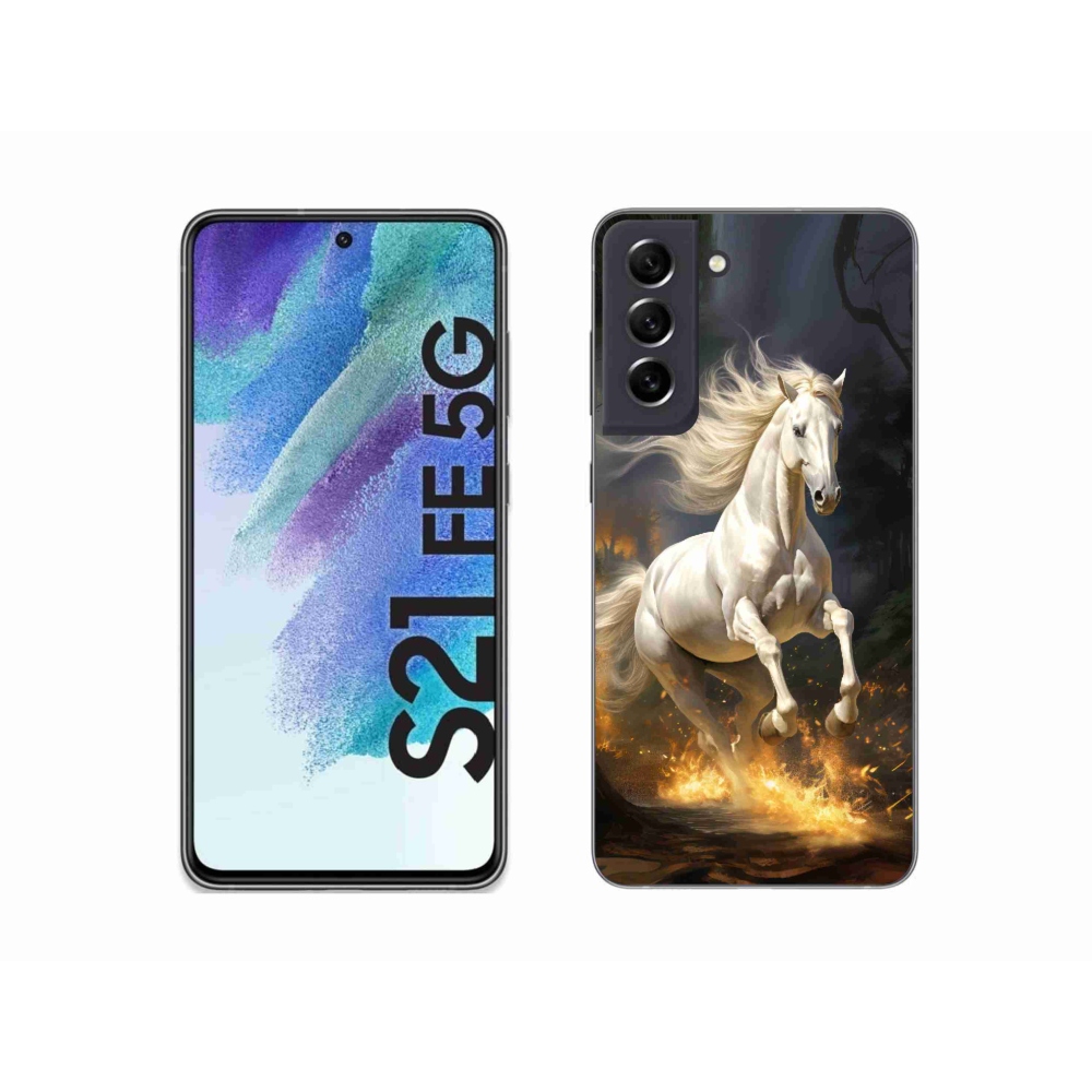 Gelový kryt mmCase na Samsung Galaxy S21 FE 5G - bílý kůň 2