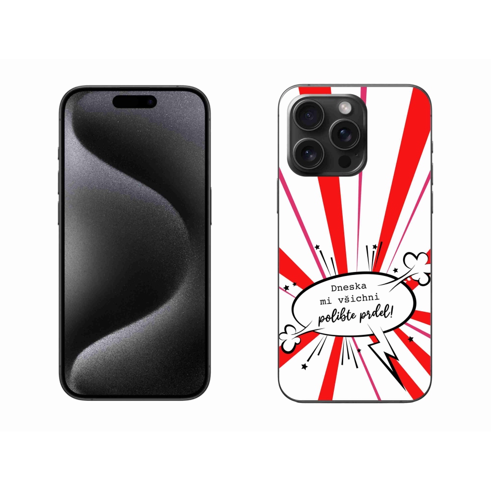 Gelový kryt mmCase na iPhone 15 Pro Max - vtipný text 15 bílé pozadí