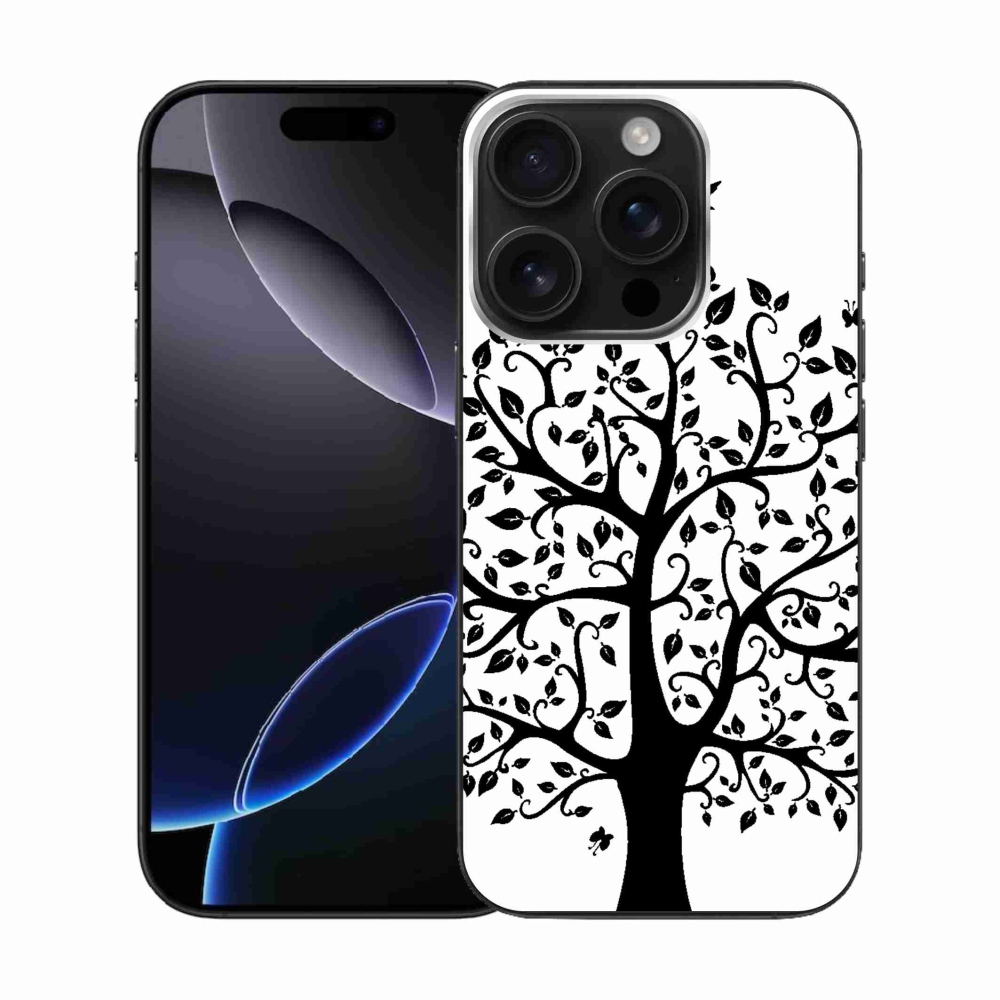 Gelový kryt mmCase na iPhone 16 Pro - černobílý strom