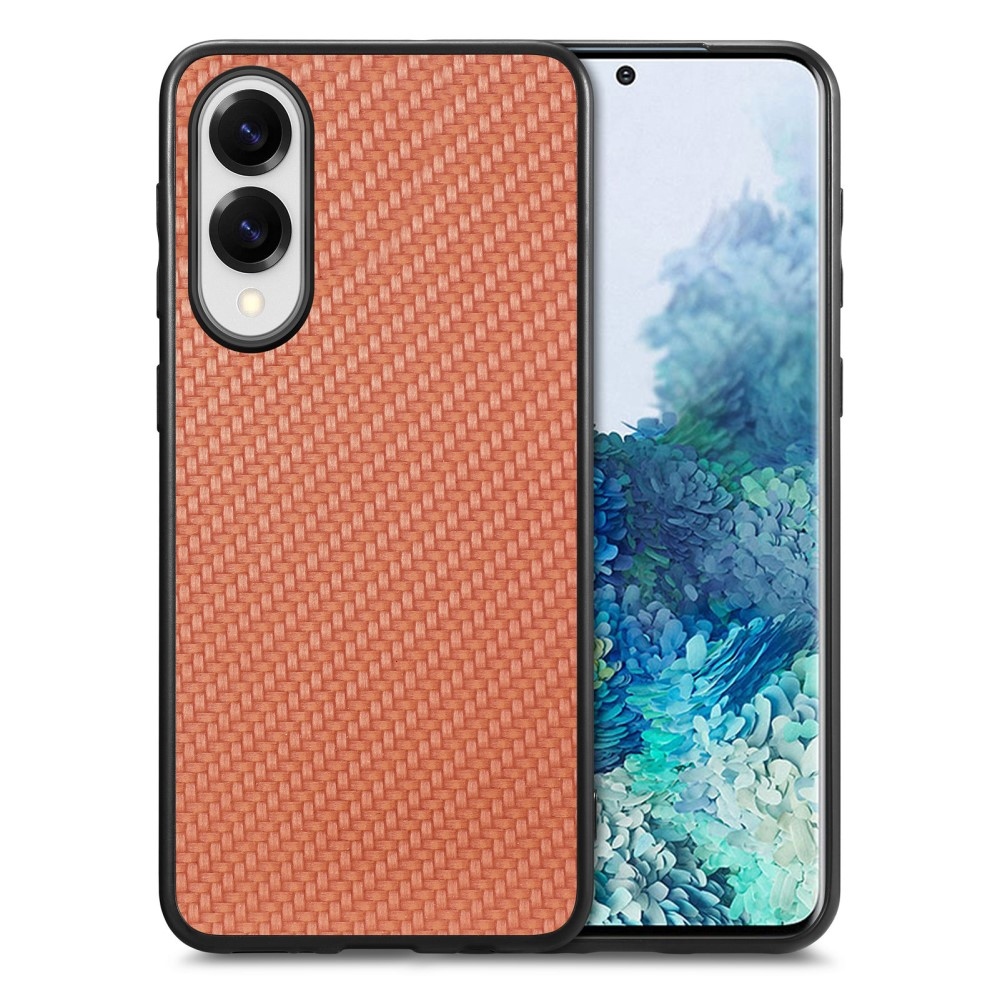 Coat gelový obal s umělou kůží a pevnými zády na Samsung Galaxy S25 Edge - hnědý