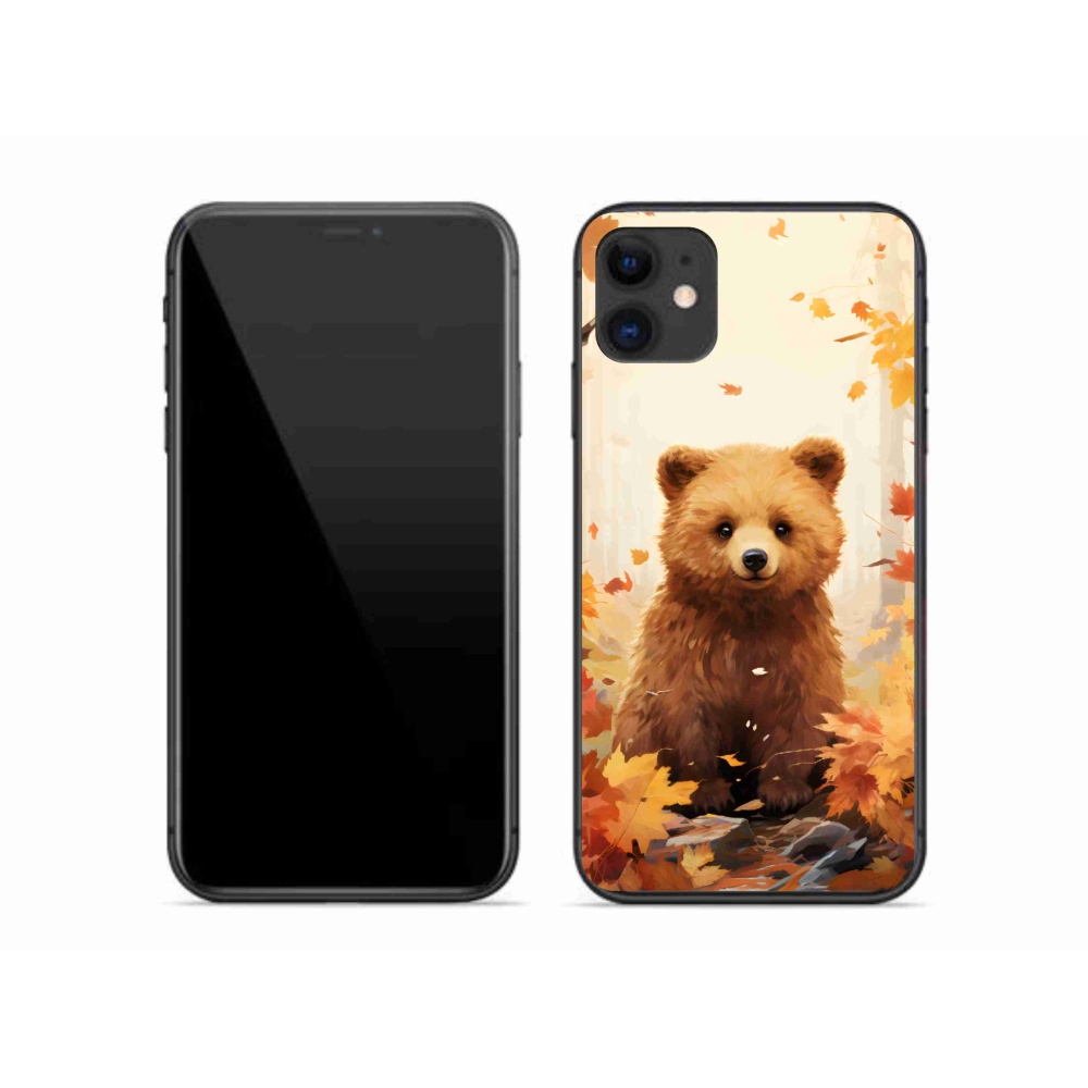 Gelový kryt mmCase na iPhone 11 - medvěd v lese