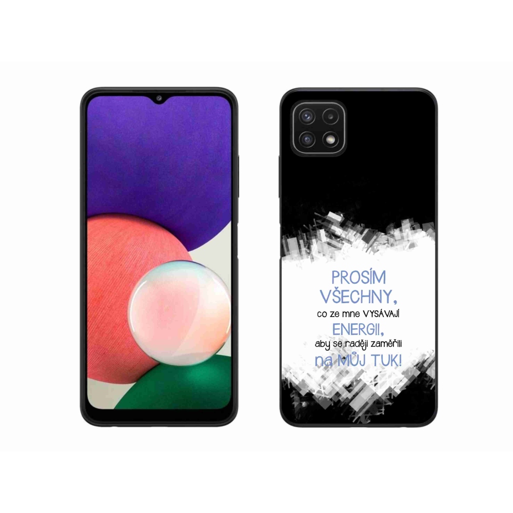 Gelový kryt mmCase na Samsung Galaxy A22 5G - vtipný text 1 modrý