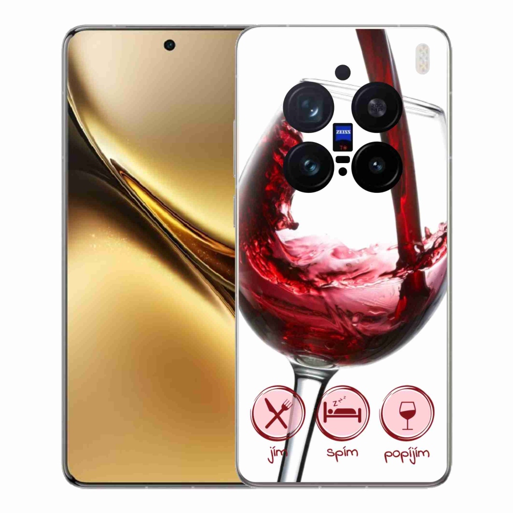 Gelový kryt mmCase na Vivo X200 Pro 5G - sklenička vína červené