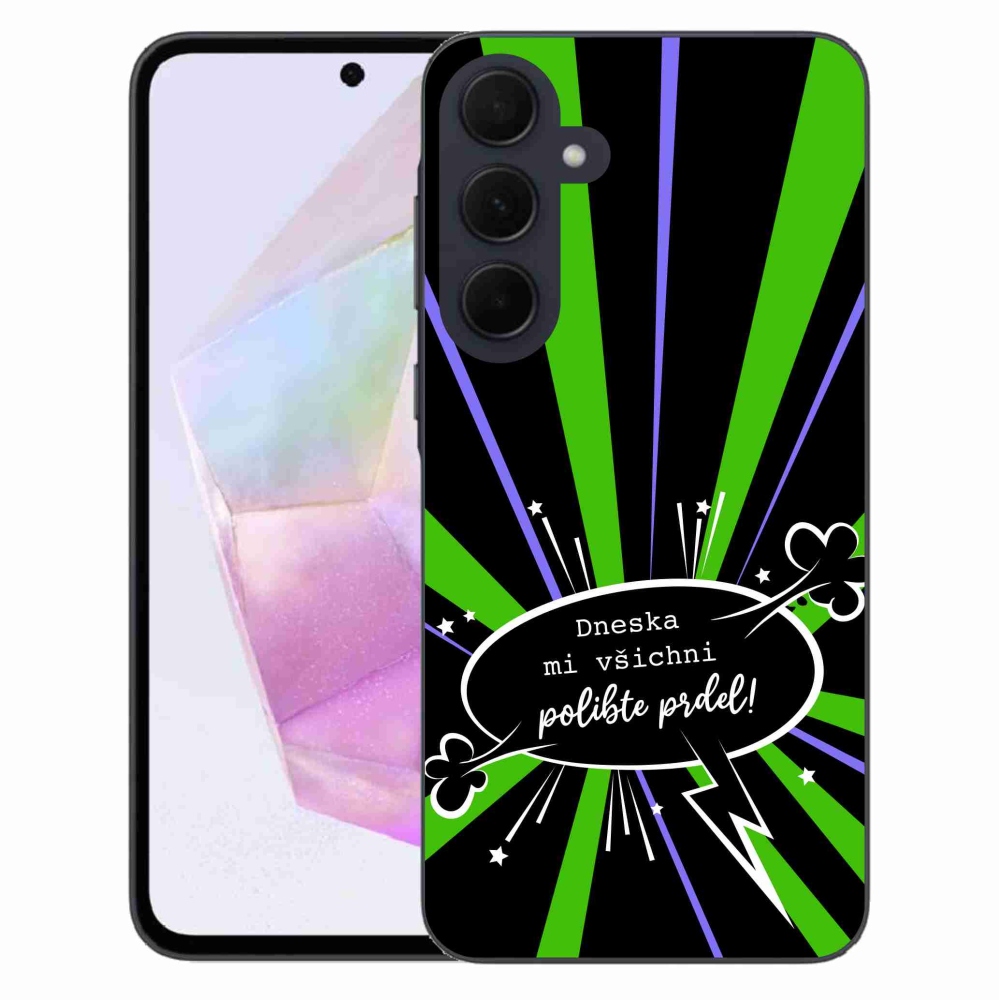 Gelový kryt mmCase na Samsung Galaxy A35 5G - vtipný text 15 černé pozadí