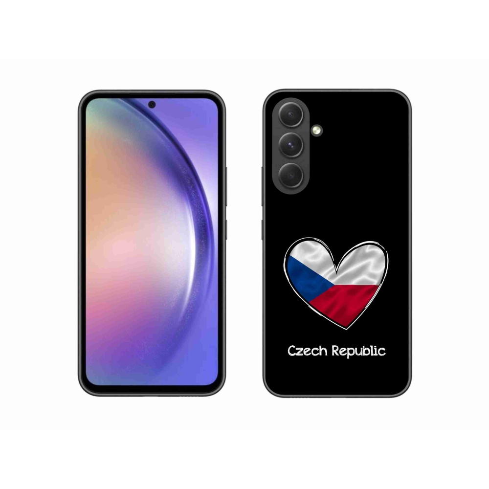 Gelový kryt mmCase na Samsung Galaxy A54 5G - vlajka srdce černé pozadí