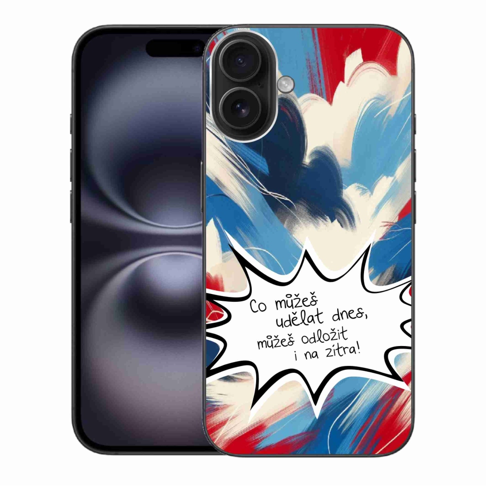 Gelový kryt mmCase na iPhone 16 Plus - vtipný text 9 bílé pozadí