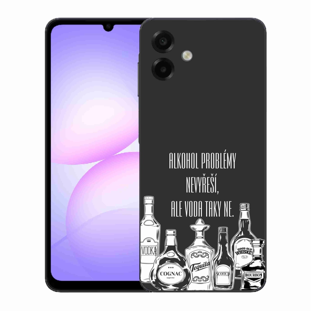 Gelový kryt mmCase na Samsung Galaxy A07 4G - vtipný text černé pozadí