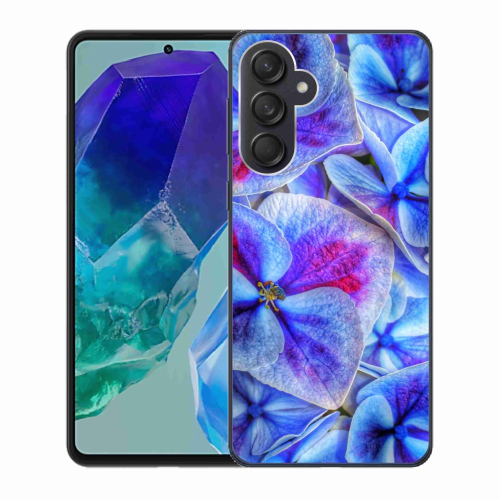 Gelový kryt mmCase na Samsung Galaxy M55 5G - modré květy 1