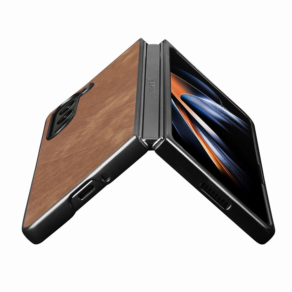 Vintage plastové pouzdro na Samsung Galaxy Z Fold5 5G - hnědé