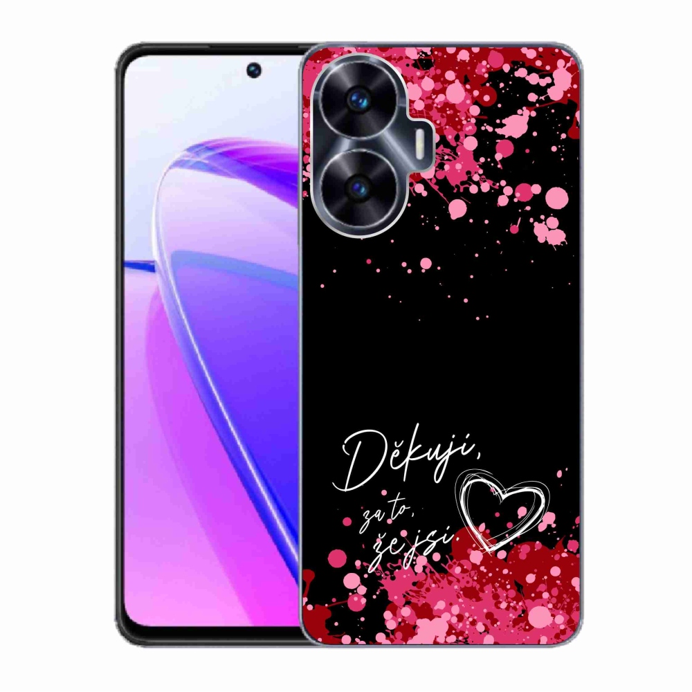 Gelový kryt mmCase na Realme C55 - zamilovaný text 2 černé pozadí