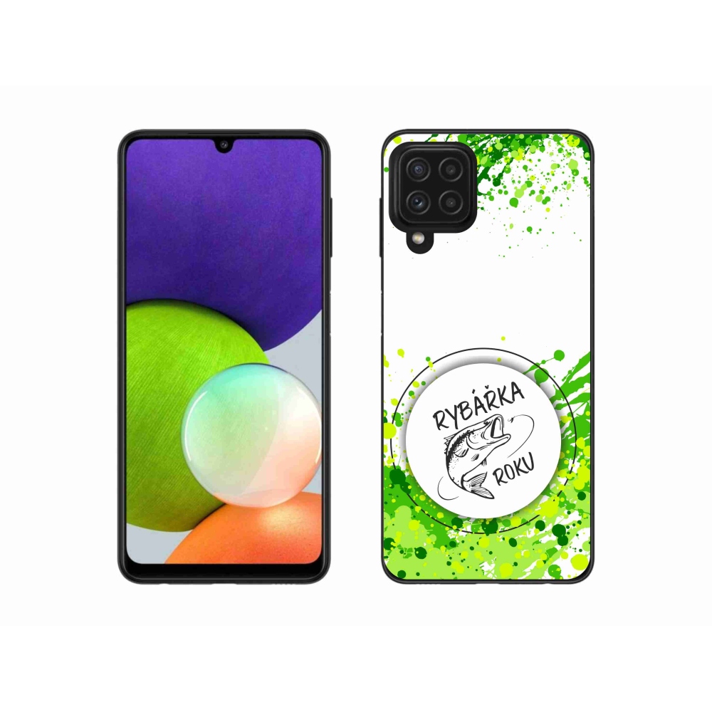Gelový kryt mmCase na Samsung Galaxy A22 4G - rybářka roku bílé pozadí