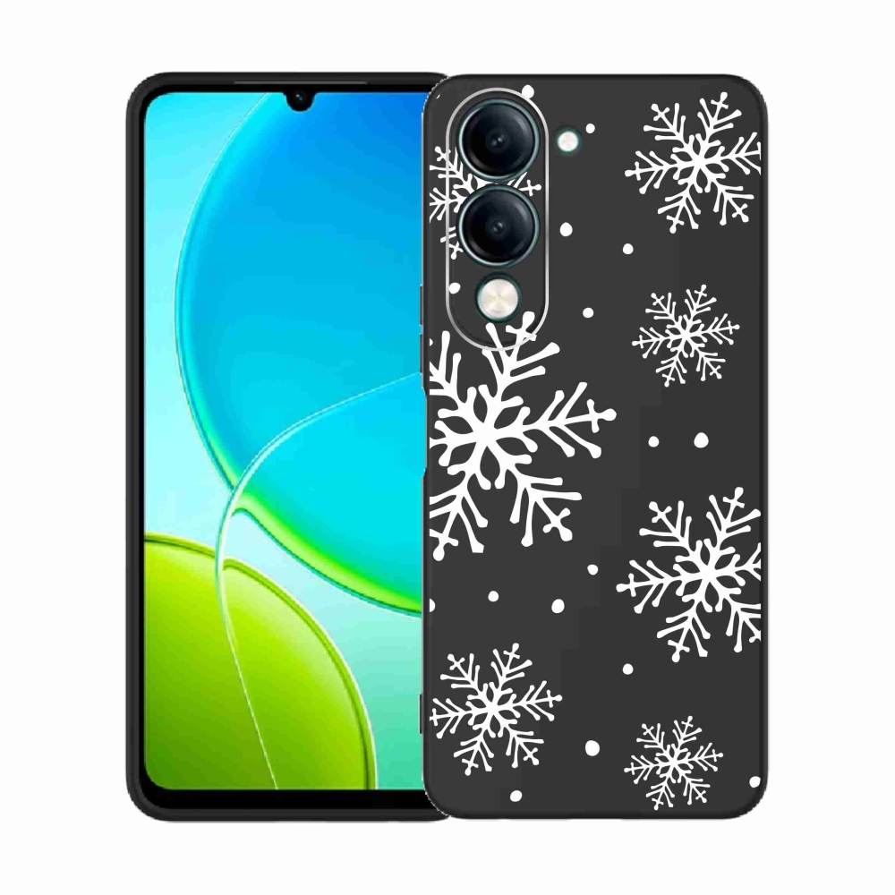 Gelový kryt mmCase na Vivo Y29s 5G - bílé vločky na průhledném pozadí