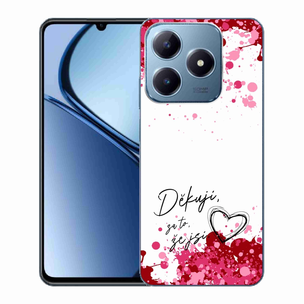 Gelový kryt mmCase na Realme C63 - zamilovaný text 2 bílé pozadí