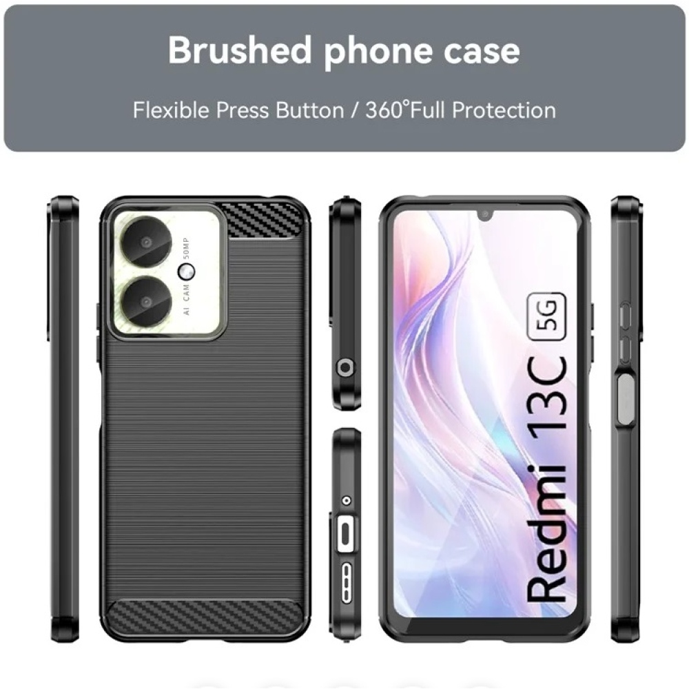 Carbon odolný gelový obal na Xiaomi Poco C65/Redmi 13C 4G/5G - černý