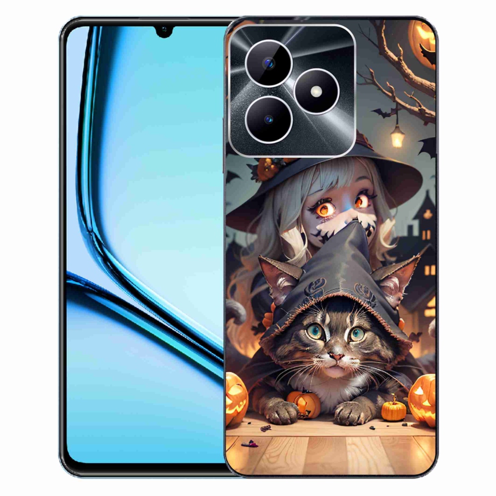 Gelový kryt mmCase na Realme Note 50 - čarodějnice s kočkou
