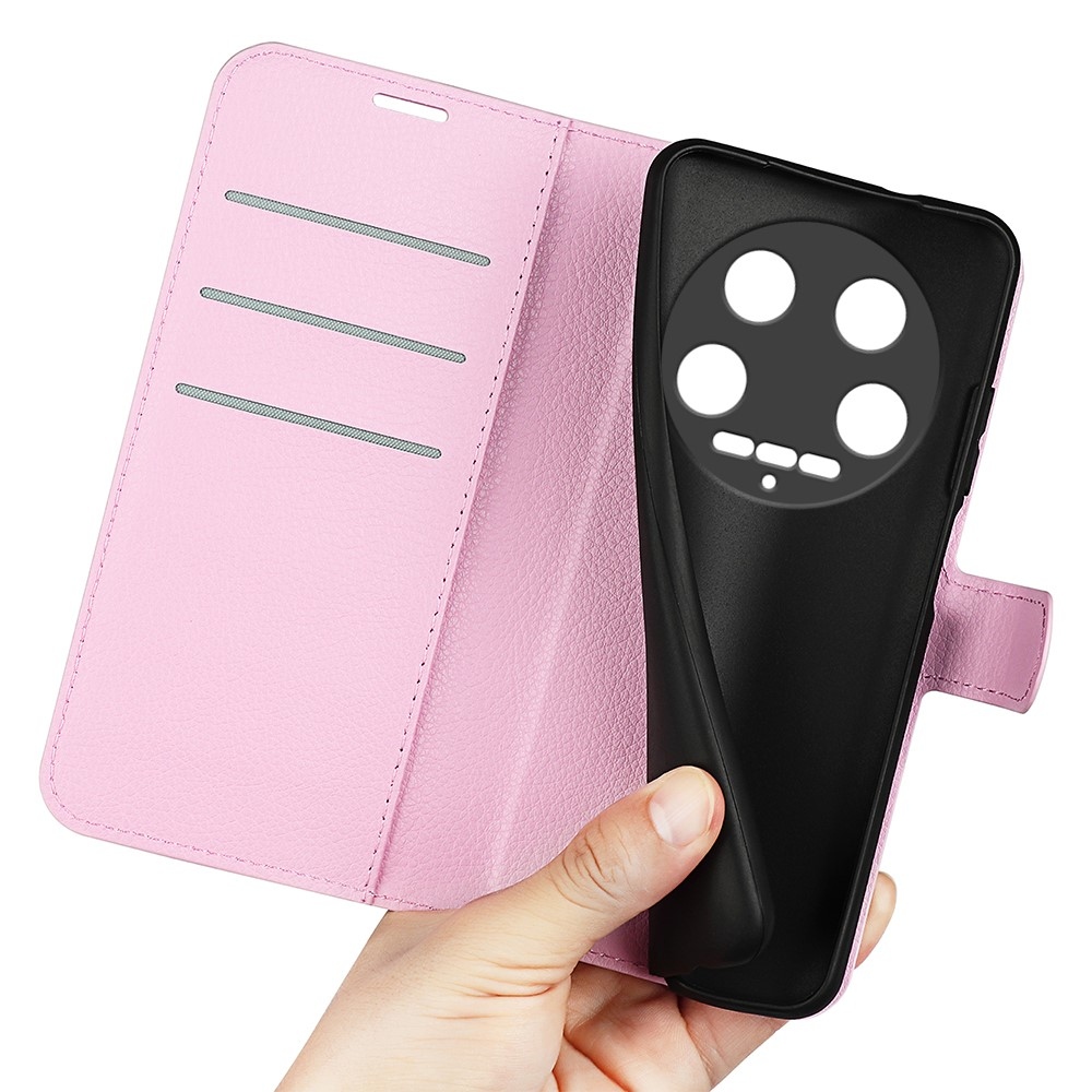 Litchi knížkové pouzdro na Xiaomi 14 Ultra - růžové