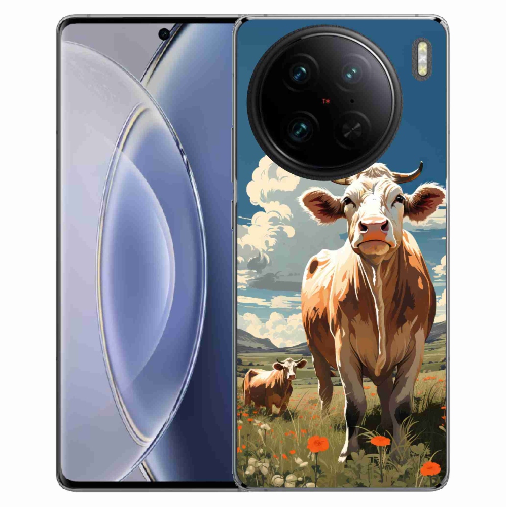 Gelový kryt mmCase na Vivo X90 Pro - krávy na louce