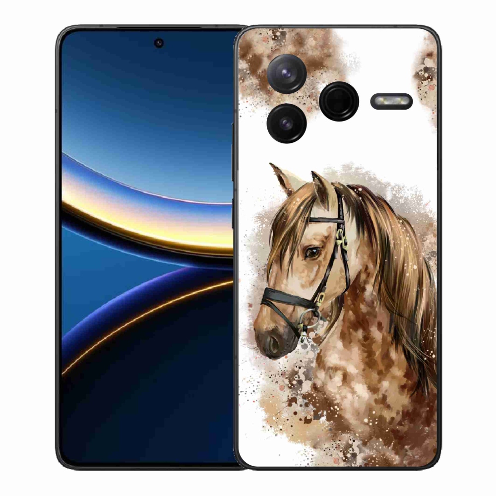 Gelový kryt mmCase na Xiaomi Poco F7 Pro - hnědý kreslený kůň