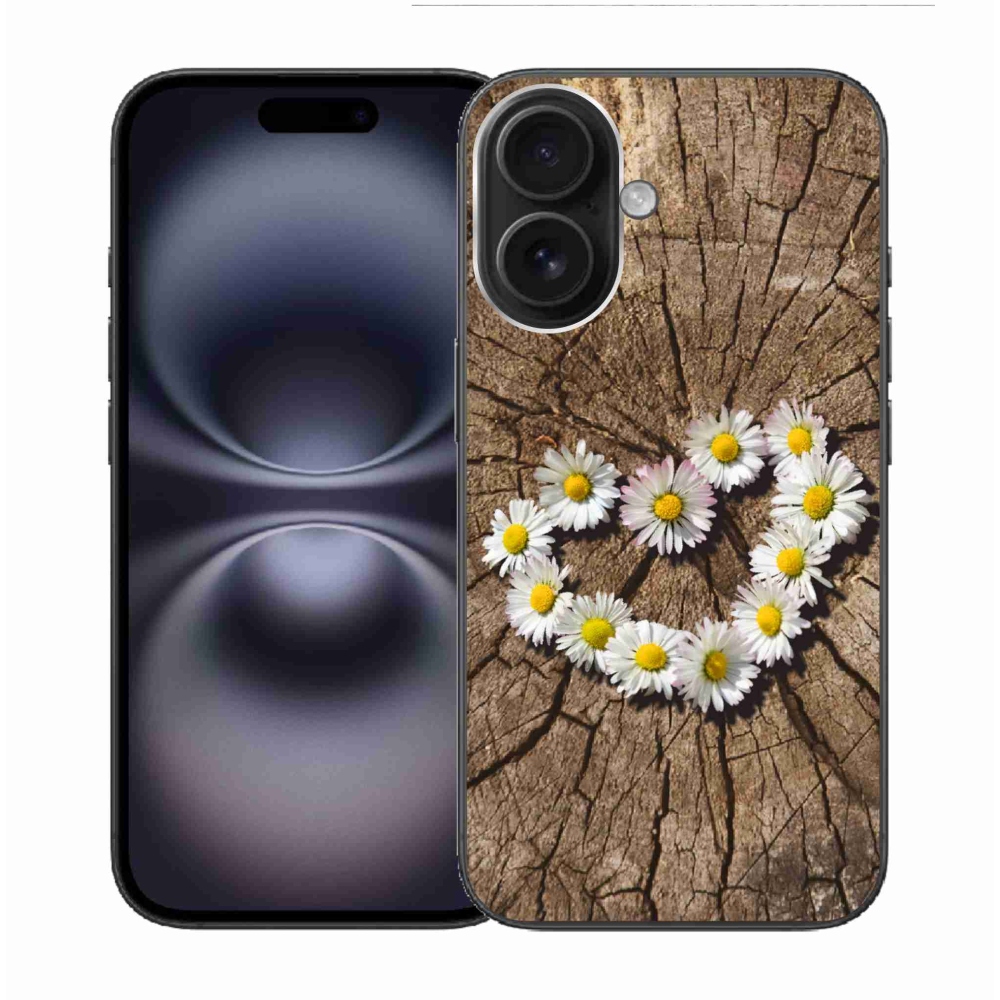 Gelový kryt mmCase na iPhone 16 - srdce z kopretin
